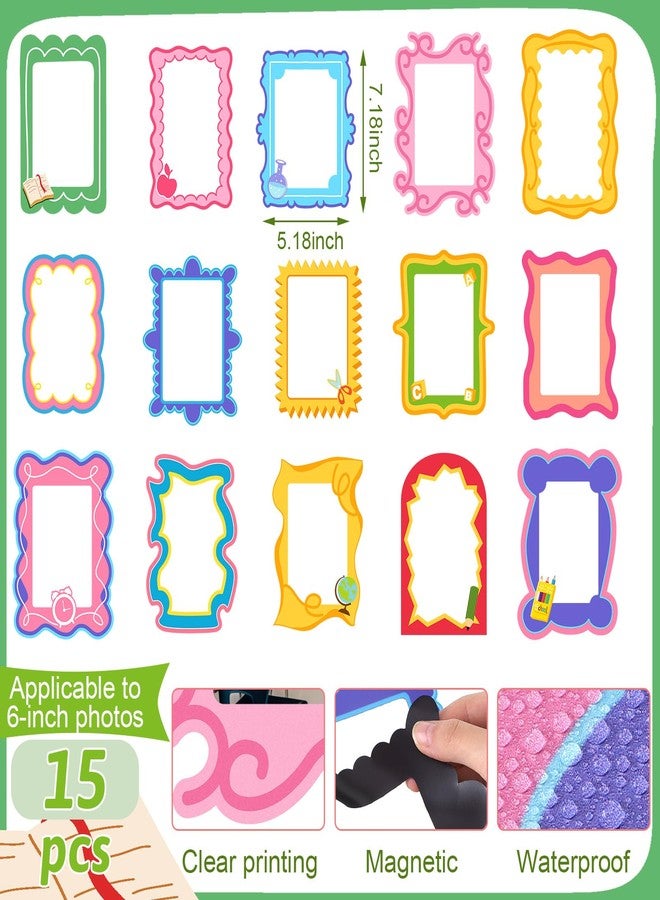 Lingvee 15 Pcs Back to School Magnetic Photo Frames for Teachers and Students 5 x 7 Inch Refrigerator Magnet Picture Frame Classroom Decoration Magnet for Teacher Whiteboard Students School Supplies - Image 2